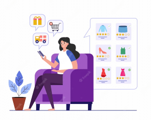 woman buying clothes online