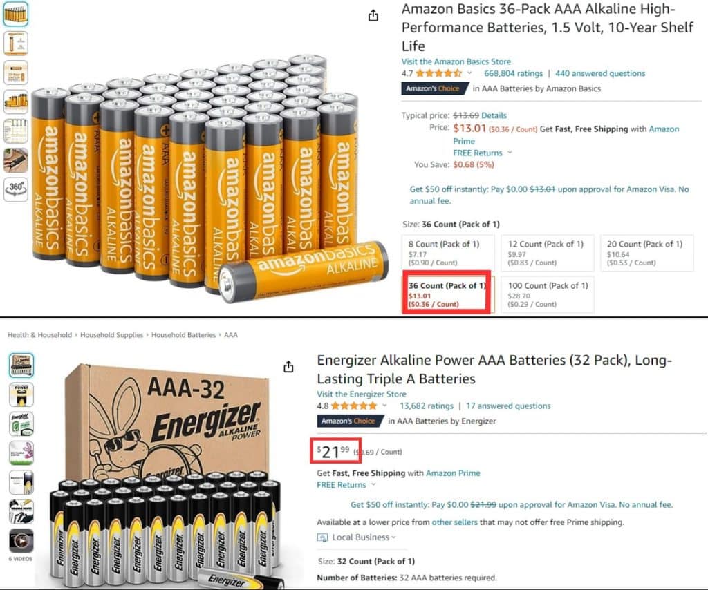 Example of Amazon Basics making it difficult for brands to compete