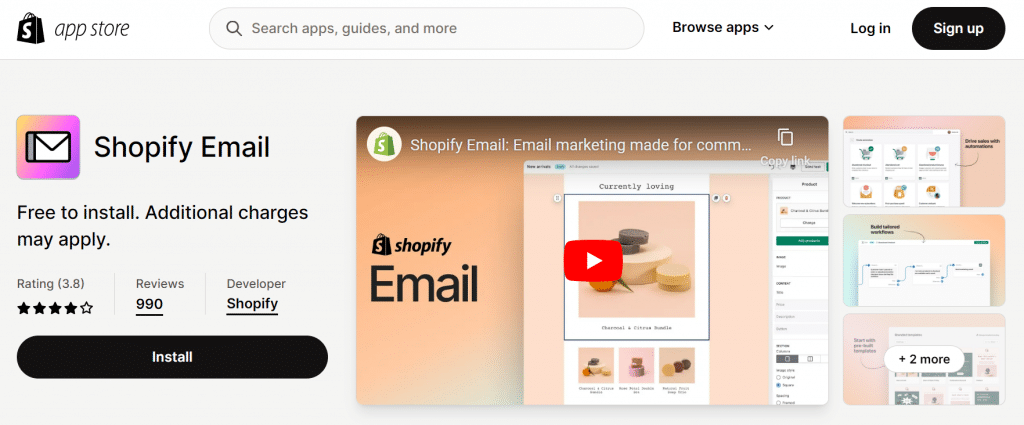 Pre-made email templates available on Shopify email