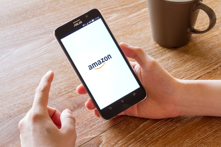 photo of person opening the Amazon app