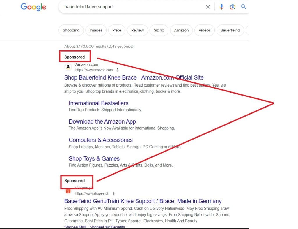 guide to Google ads being displayed on search result