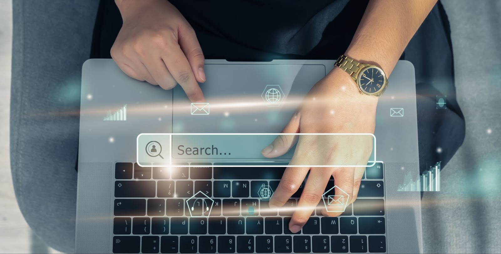 photo of man using laptop to search something on the internet