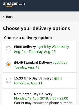 Check your delivery options