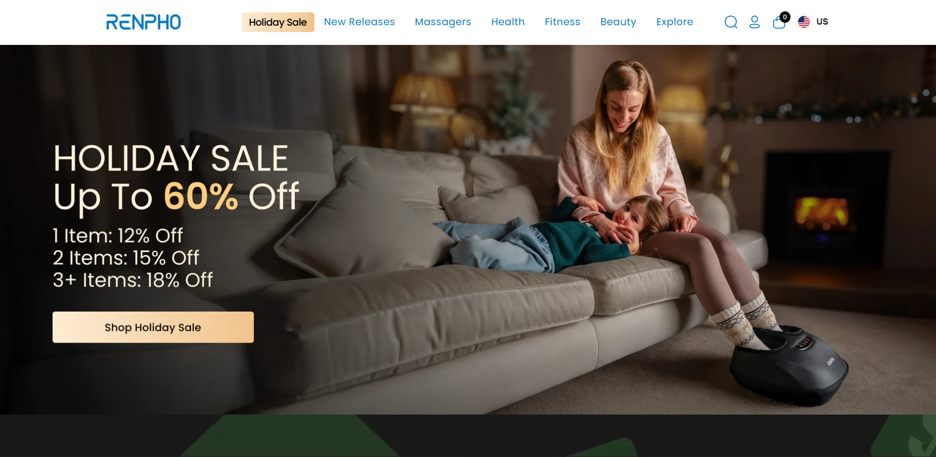 Screenshot of Renpho's website homepage.