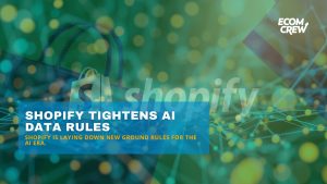 Image of Shopify logo with electric signals flowing through AI synapses.