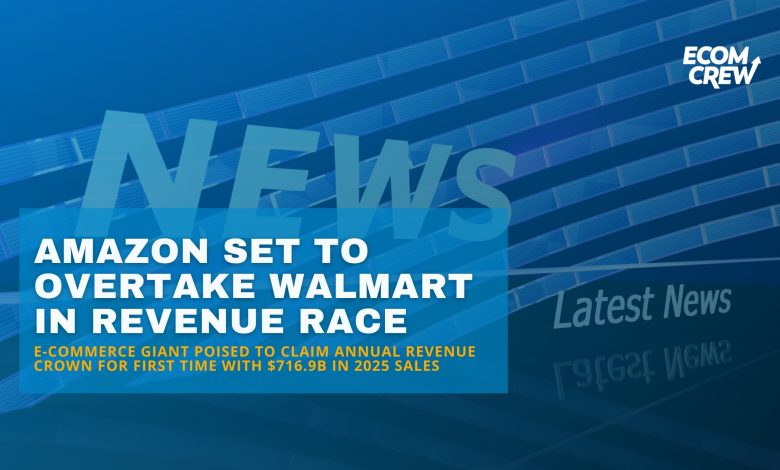 Amazon Set to Overtake Walmart in Revenue Race article cover image.