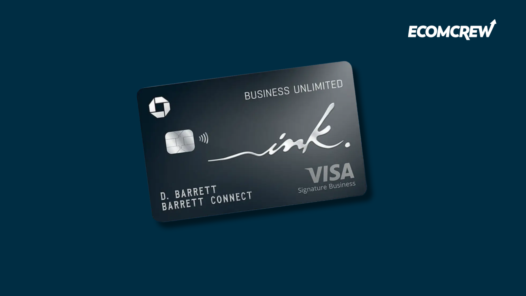 Image of one of the best ecommerce credit cards "Chase Ink Business Unlimited" on a blue background.