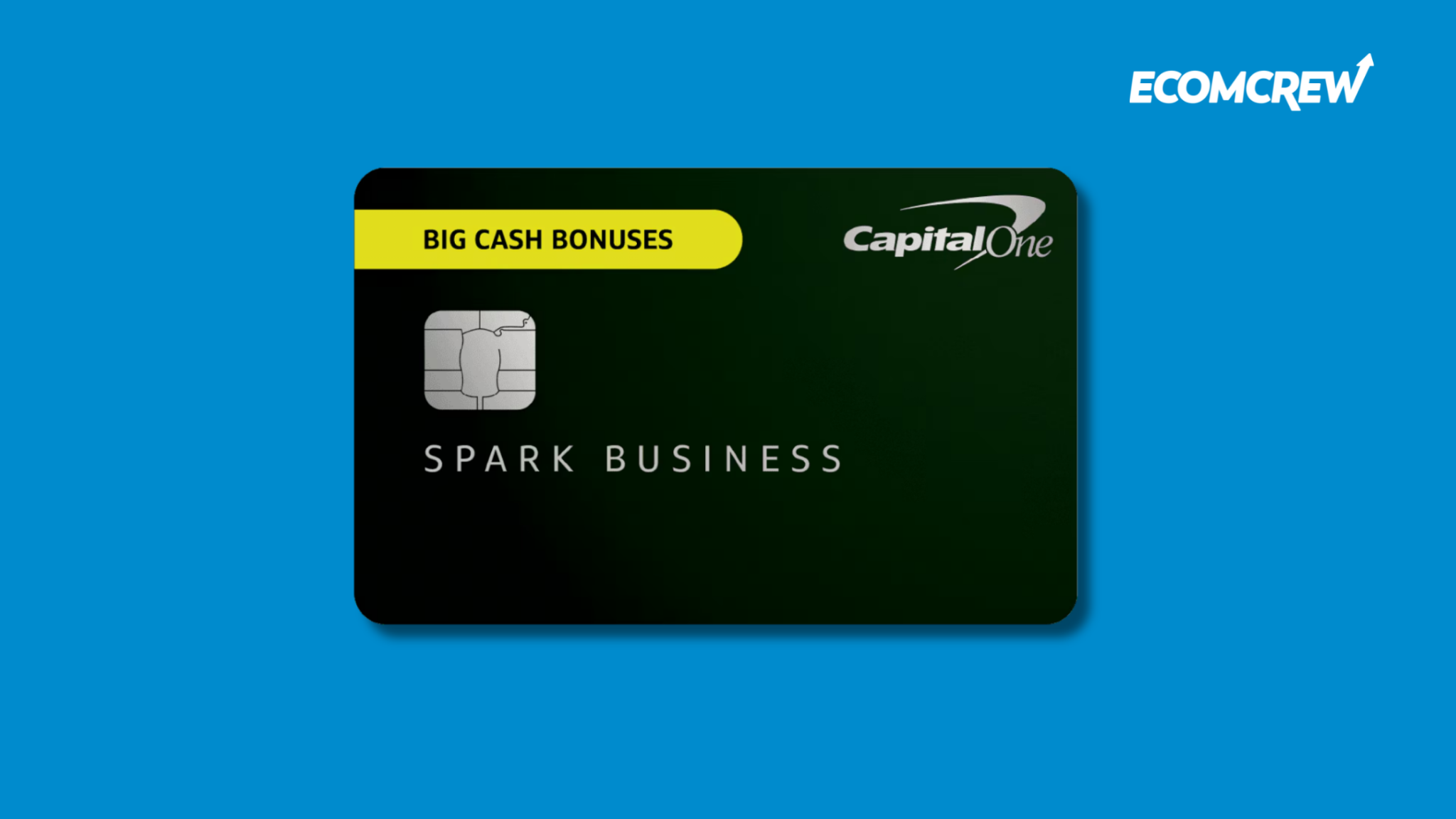 Image of one of the best ecommerce credit cards "Capital One Spark Cash Plus" on a blue background.