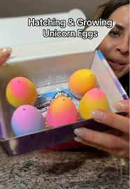 Screenshot of a girl holding up a box of unicorn easter eggs on TikTok.