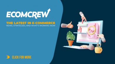 EcomCrew news cover image featuring hands creating and analyzing charts on a computer screen.