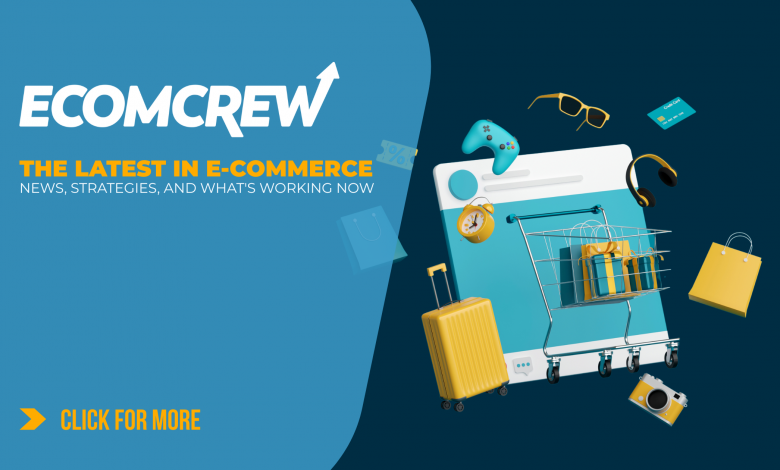 EcomCrew news article cover image featuring online cart full of products.