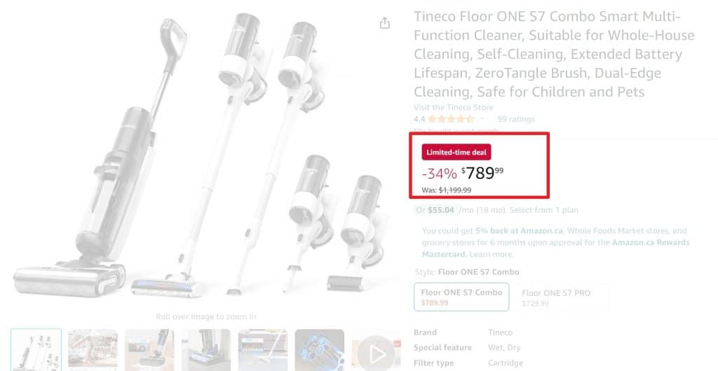 Amazon strike through pricing example